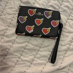 Coach heart wristlet